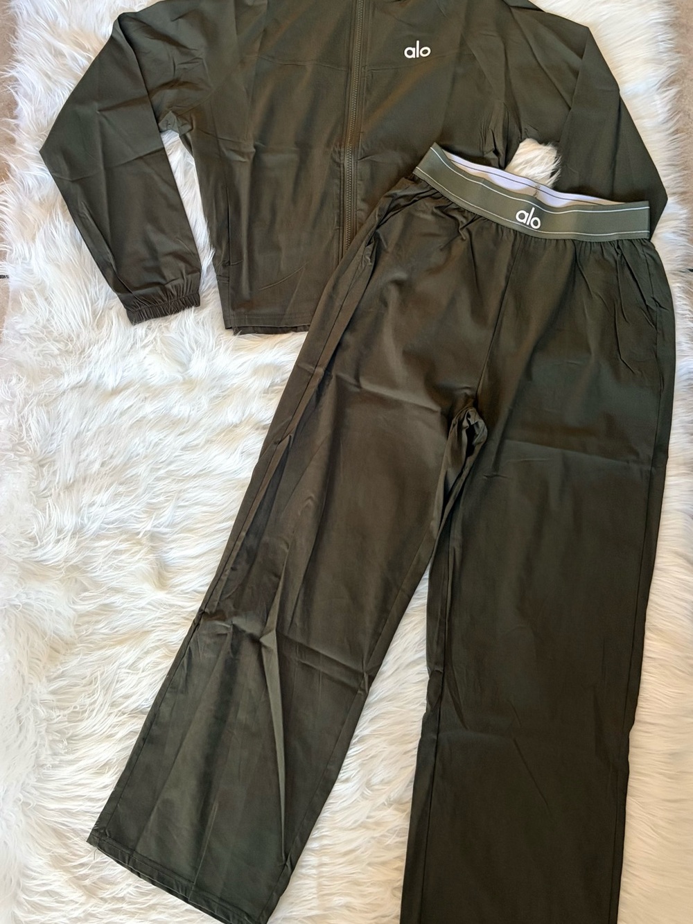 2 pc set Forest Green Wide-Leg Lounge Pants - Picture 3 of 4